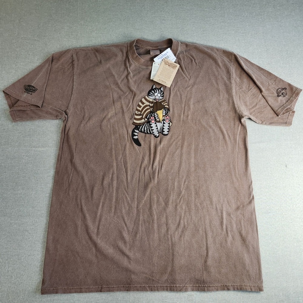 Crazy Shirts B Kliban Fat Cat Chocolate Dyed T-Shirt XXL Brown Ice Cream NWT